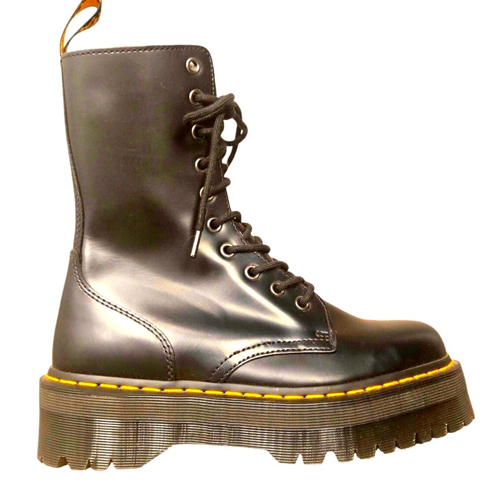 Doc Martens Jadon Hi Boots Black Lace-Up M8 W9 New - Picture 2 of 11